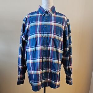 Eddie Bauer Blue and Red Plaid Button Down Shirt